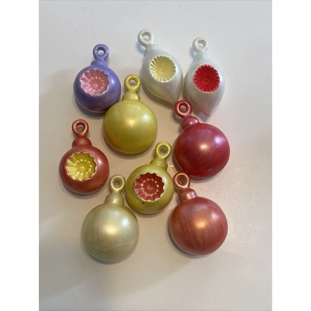Vintage Ceramic Christmas Ornaments 3D Indent Winter Scene Signed Holiday HTF